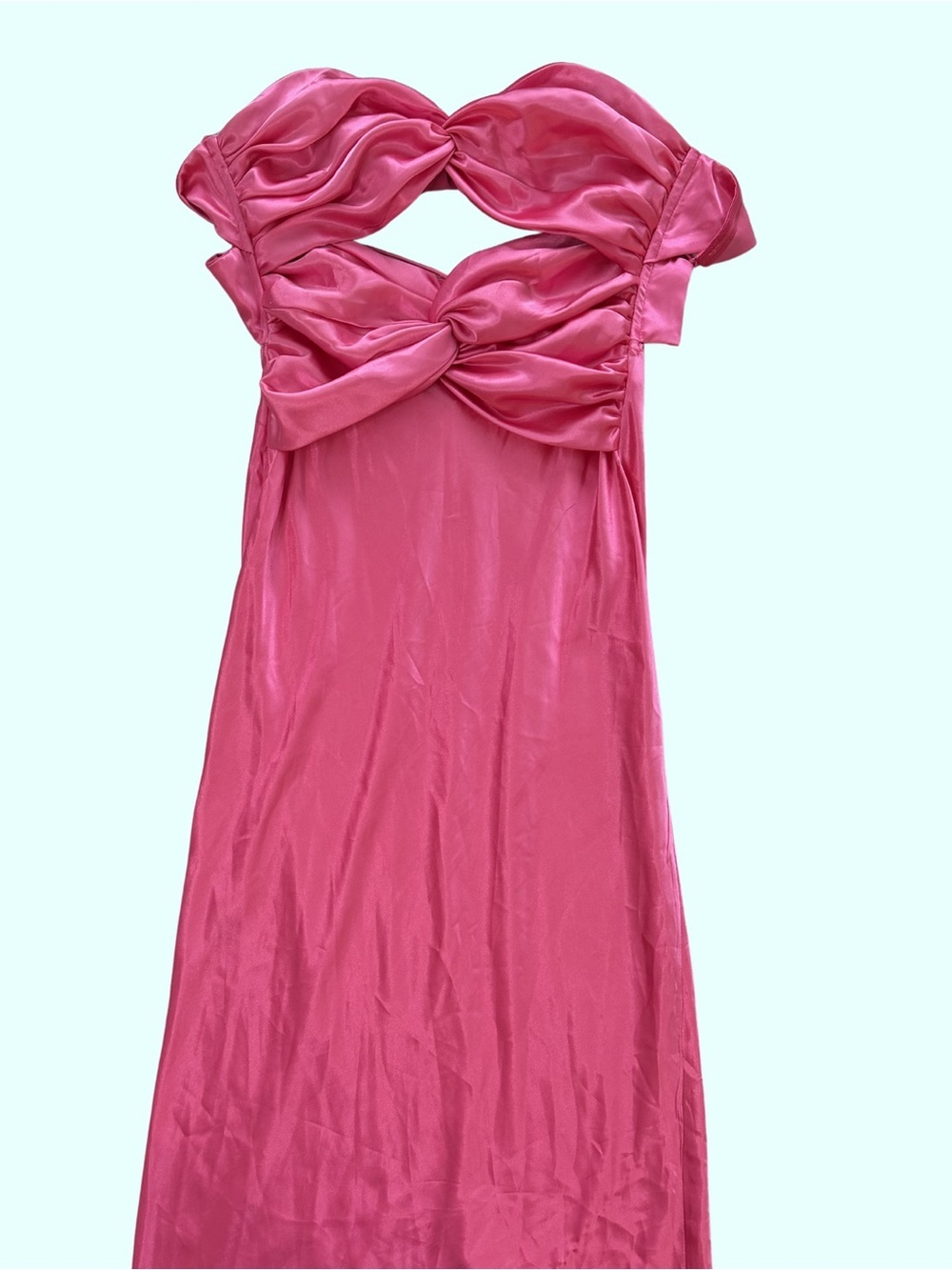 Strapless Pink Twist-Front Maxi Dress